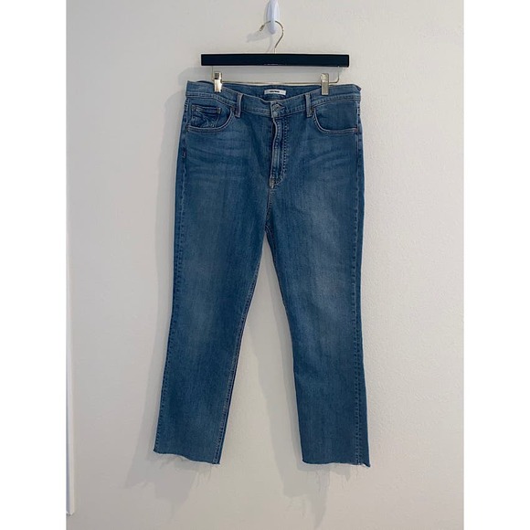 GRLFRND Reed Raw Hem Cropped High Rise Jeans Come Over Wash Size 32